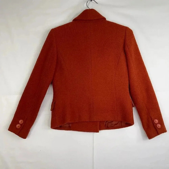 Kate Hill Double-Breasted Burnt Orange Wool Blazer - Picture 4 of 11